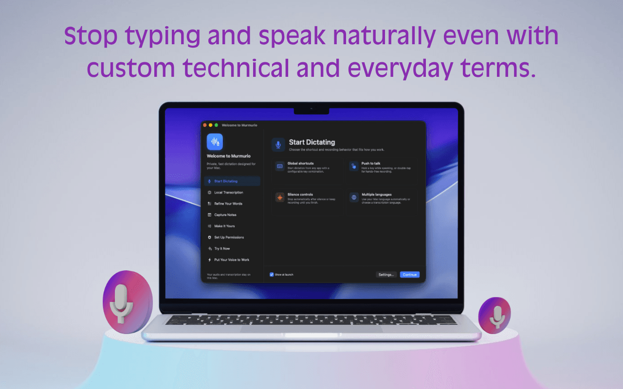 Murmurio en macOS: Dictado